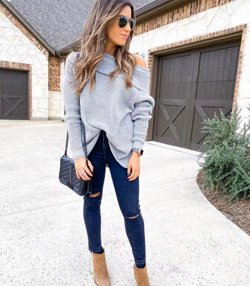 Elegant Off Shoulder Sweater