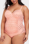 CORAL & ROSE GOLD MERMAID UNDERWIRE SLIM FIX ONE-PIECE SWIMSUIT