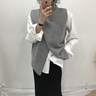 Casual Crew Neck Solid Irregular Knit Top