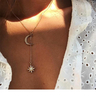 Fashion Bohemian Sun Moon Diamond Pendant Multilayer Necklace Set