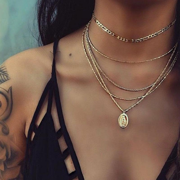 Fashion multilayer chain necklace set