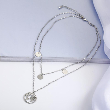 Fashion street shooting metal disc world map pendant necklace set