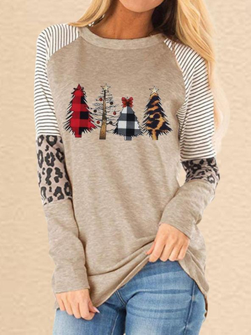 Christmas Trees Plaid Leopard T-Shirt