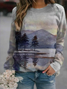 Art Tree Reflection Print Sweatshirt