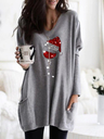 Cozy Christmas Red Wine Glass Print Pocket Top