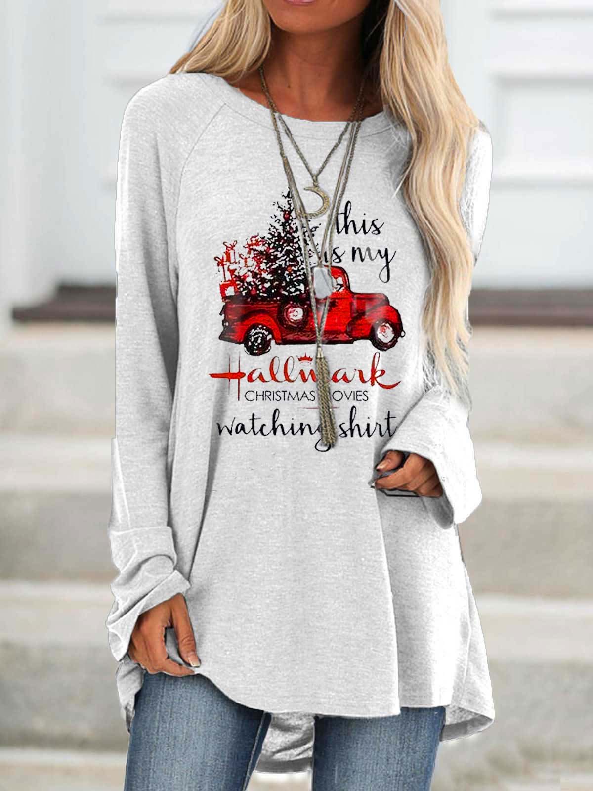 Cozy This Is My Hallmark Christmas Movies Watching Shirt Print Top