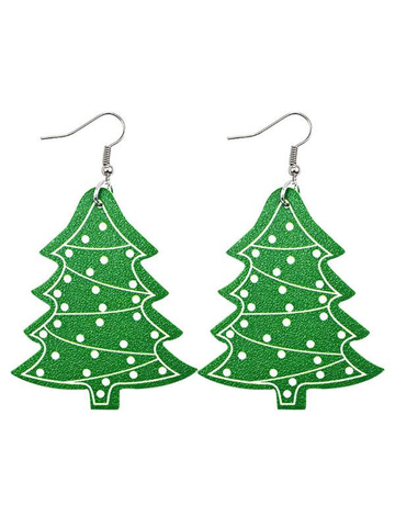 Christmas Snow Elk Christmas Tree PU Leather Earrings