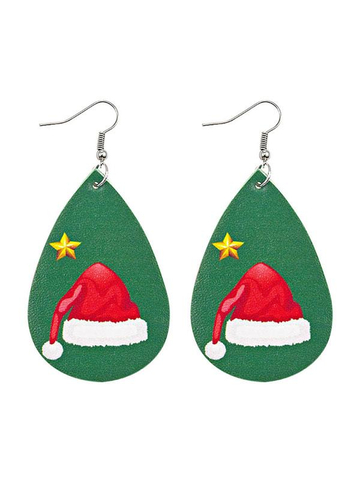 Christmas Snow Elk Christmas Tree PU Leather Earrings