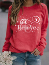 Ladies Christmas Believe Print Sweatshirt
