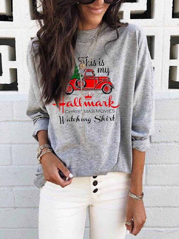Women's This Is My Hallmark Christmas Movies Watching Shirt Print Top
