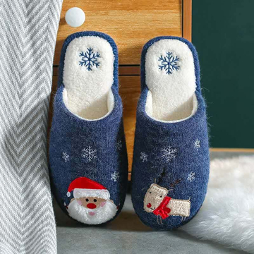 Women's Santa Non-slip Same Style For Men And Women Plush Cotton Slippers