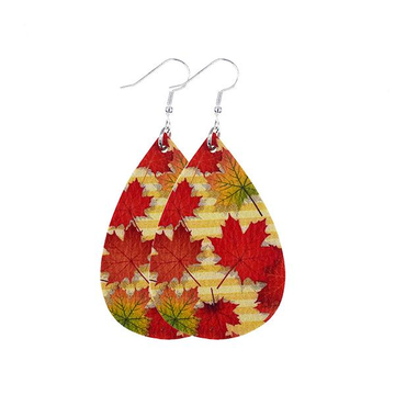 Women's Thanksgiving Water Drop Maple Leaf Pumpkin Earrings