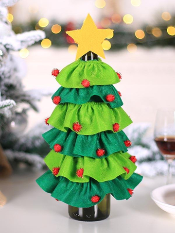 Christmas Tree Elf Star  Wine Bottle Decorations Set