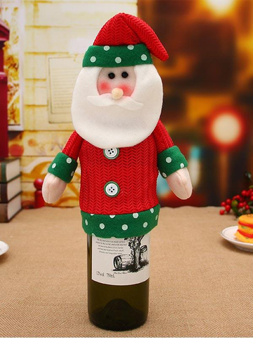 Christmas Santa Snowman Elk Wine Bottle Decoration Set