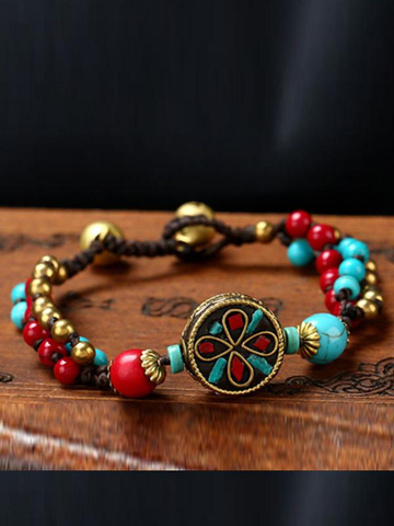 Ladies turquoise hand-woven palace bracelet