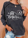 Women's Believe Christmas Print Sweatshirt