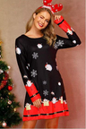 Christmas Print Long Sleeve Round Neck T-Shirt