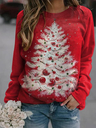 Ladies Christmas Tree Print Sweatshirt