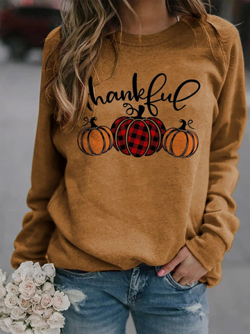 Women's Pumpkins Thankful Printed Sweatshirts