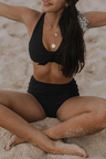 MATTE BLACK SUIT KNOT BIKINI SET