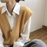 Casual U-Line Neck Sleevless Woman Knitted Sweater