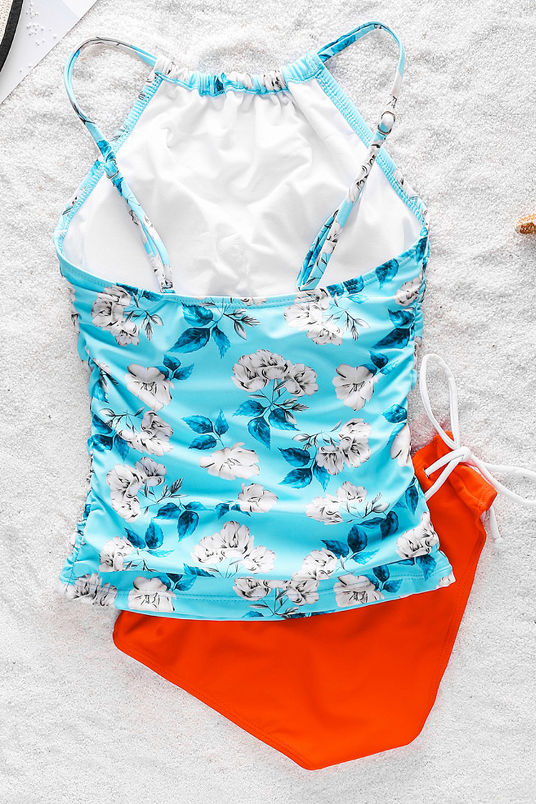 Blue Dream Flower Print Tankini Set