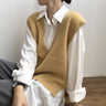 Casual U-Line Neck Sleevless Woman Knitted Sweater