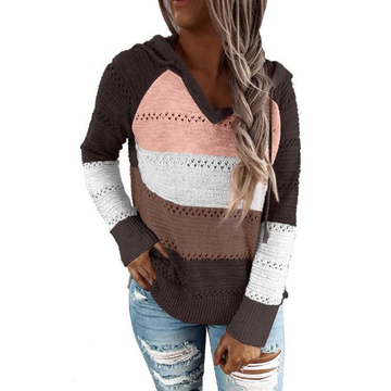 Hollow Out Knitted Hooded Sweater