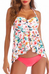 Halter Neck Asymmetric Hem Tankini Set