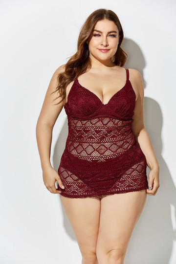 Graceful Lace Design Tankini Set