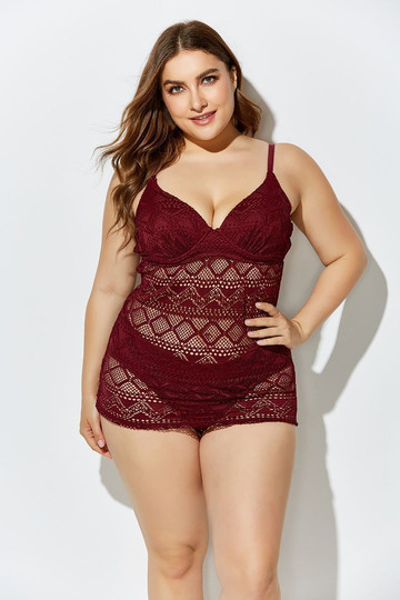 Graceful Lace Design Tankini Set