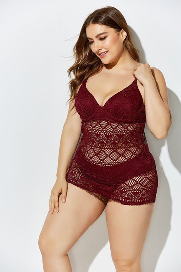 Graceful Lace Design Tankini Set