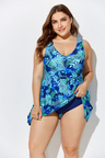 BLUE NOSTALGIA CUP SIZED TIE FRONT UNDERWIRE SWIMDRESS and Shorts