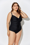 BLACK RUCHED SWEETHEART ONE PIECE SWIMSUIT