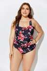 CHLORINE RESISTANT POPPIES H-BACK SARONG FRONT ONE PIECE SWIMSUIT