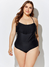 Black Fringe Bandeau One Piece Swimsuit