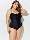 Black Fringe Bandeau One Piece Swimsuit