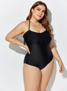 BLACK FRINGE BANDEAU ONE PIECE SWIMSUIT