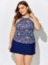 CORTLAND HIGH NECK TANKINI WITH NAVY SKIRT