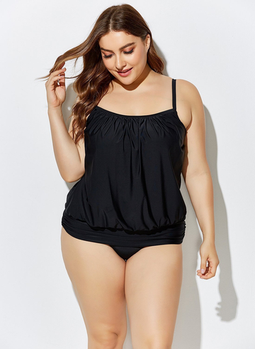 BLACK LIGHTWEIGHT BLOUSON TANKINI SET