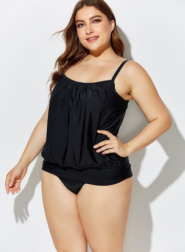 Black Lightweight Blouson Tankini Set