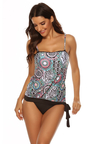 Tie Side Blouson Printed Two Piece Tankini Set