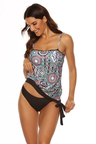 Tie Side Blouson Printed Two Piece Tankini Set