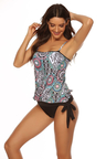 Tie Side Blouson Printed Two Piece Tankini Set