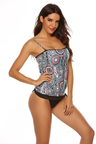 Tie Side Blouson Printed Two Piece Tankini Set