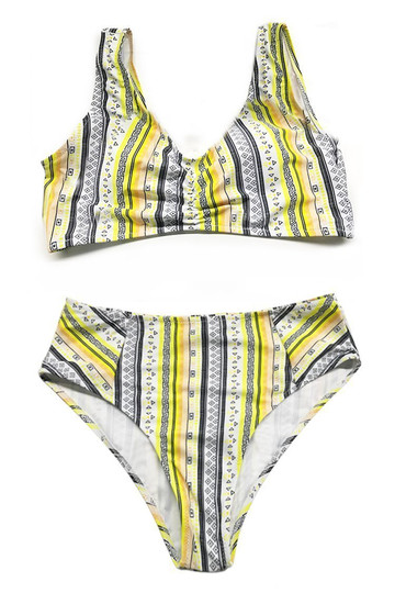 Face The Sea Print Bikini Set