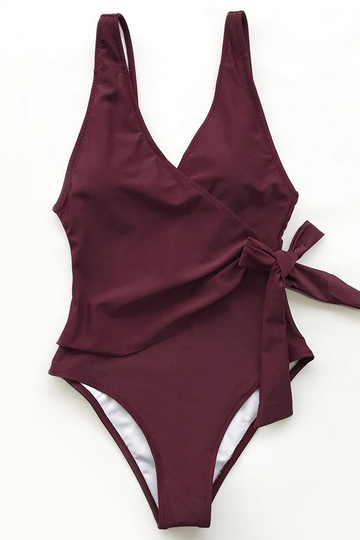 BACKLESS TIE FRONT ONE-PIECE SWIMSUIT