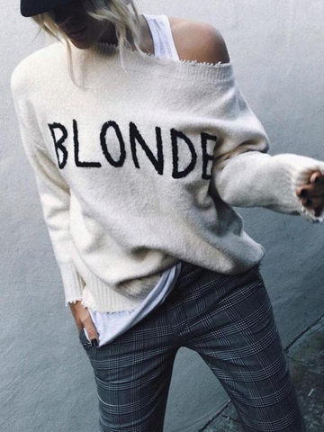 BLONDE Embroidered Hair Sweater