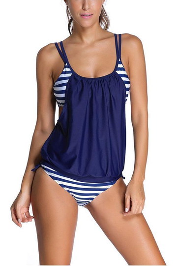 Perfect Me Striped Blouson Tankini Set