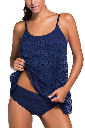 Deep Feeling Solid Two-Piece Tankini Set